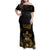 Saint Vincent And The Grenadines 1979 Family Matching Off Shoulder Maxi Dress and Hawaiian Shirt Gold Tropical Leaves And Coat Of Arms - Wonder Print Shop