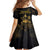 Saint Vincent And The Grenadines 1979 Family Matching Off Shoulder Short Dress and Hawaiian Shirt Gold Tropical Leaves And Coat Of Arms - Wonder Print Shop
