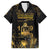 Saint Vincent And The Grenadines 1979 Family Matching Short Sleeve Bodycon Dress and Hawaiian Shirt Gold Tropical Leaves And Coat Of Arms - Wonder Print Shop