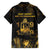 Saint Vincent And The Grenadines 1979 Family Matching Short Sleeve Bodycon Dress and Hawaiian Shirt Gold Tropical Leaves And Coat Of Arms - Wonder Print Shop