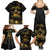 Saint Vincent And The Grenadines 1979 Family Matching Summer Maxi Dress and Hawaiian Shirt Gold Tropical Leaves And Coat Of Arms - Wonder Print Shop