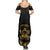 Saint Vincent And The Grenadines 1979 Family Matching Summer Maxi Dress and Hawaiian Shirt Gold Tropical Leaves And Coat Of Arms - Wonder Print Shop