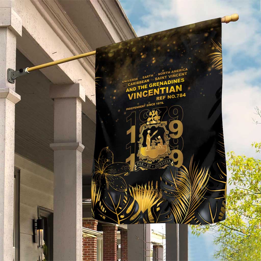 Saint Vincent And The Grenadines 1979 Garden Flag Gold Tropical Leaves And Coat Of Arms - Wonder Print Shop