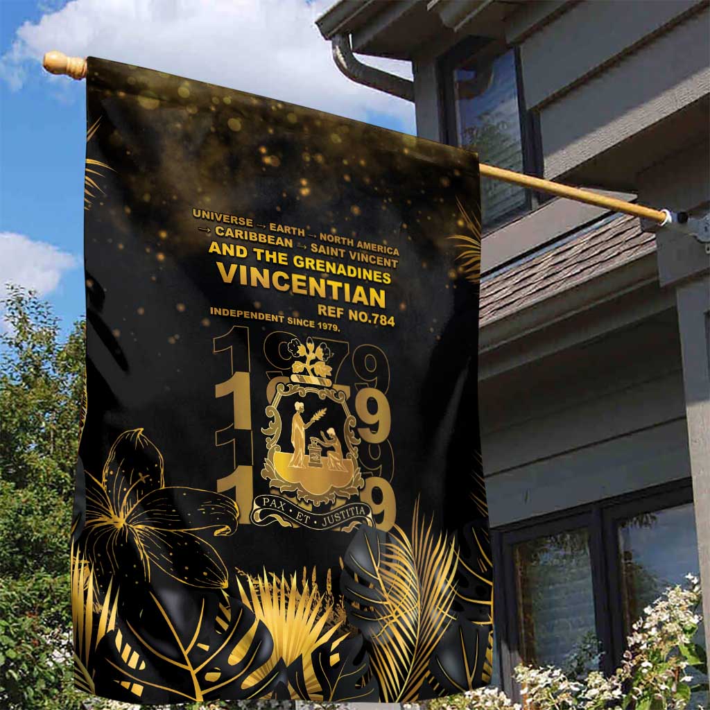 Saint Vincent And The Grenadines 1979 Garden Flag Gold Tropical Leaves And Coat Of Arms - Wonder Print Shop