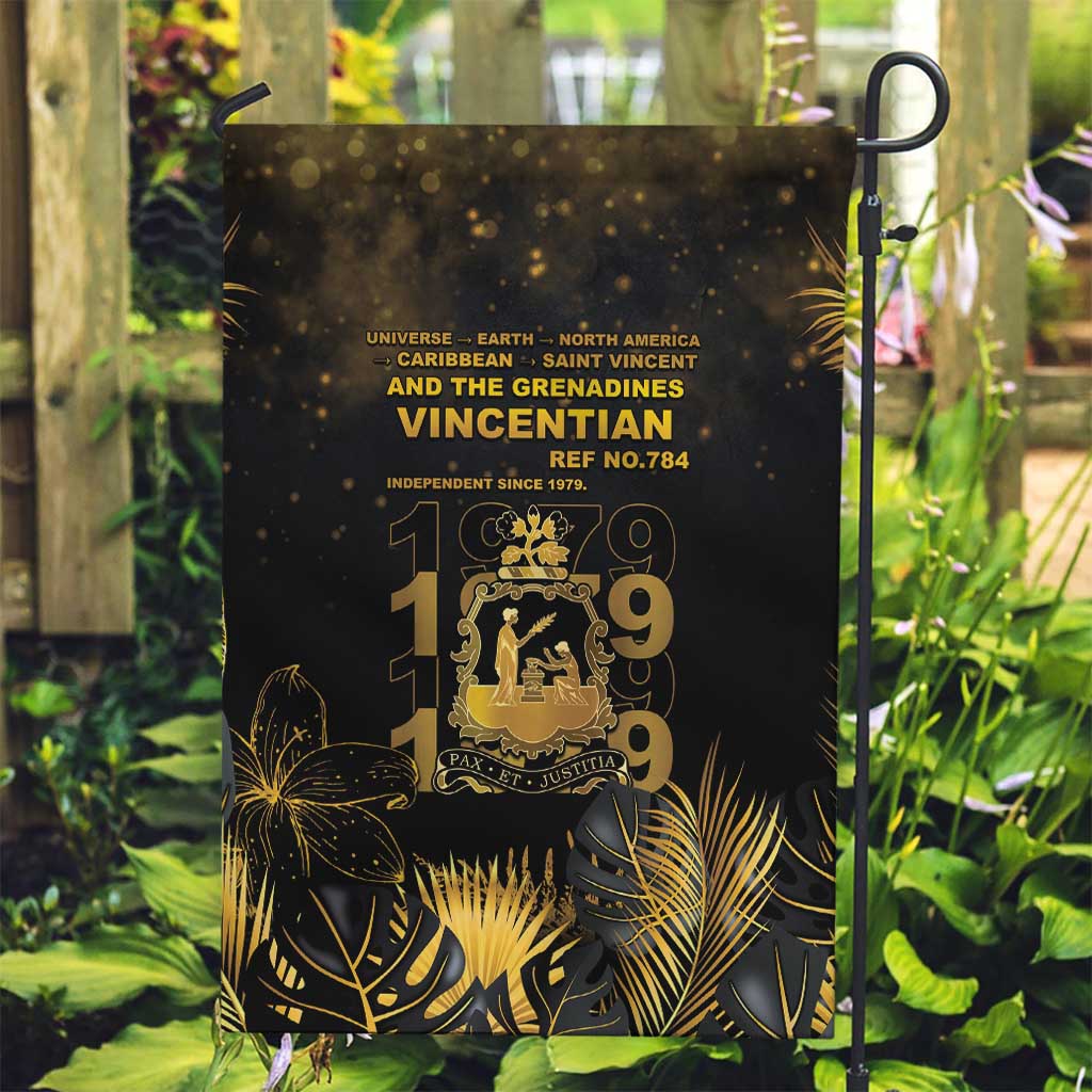 Saint Vincent And The Grenadines 1979 Garden Flag Gold Tropical Leaves And Coat Of Arms - Wonder Print Shop