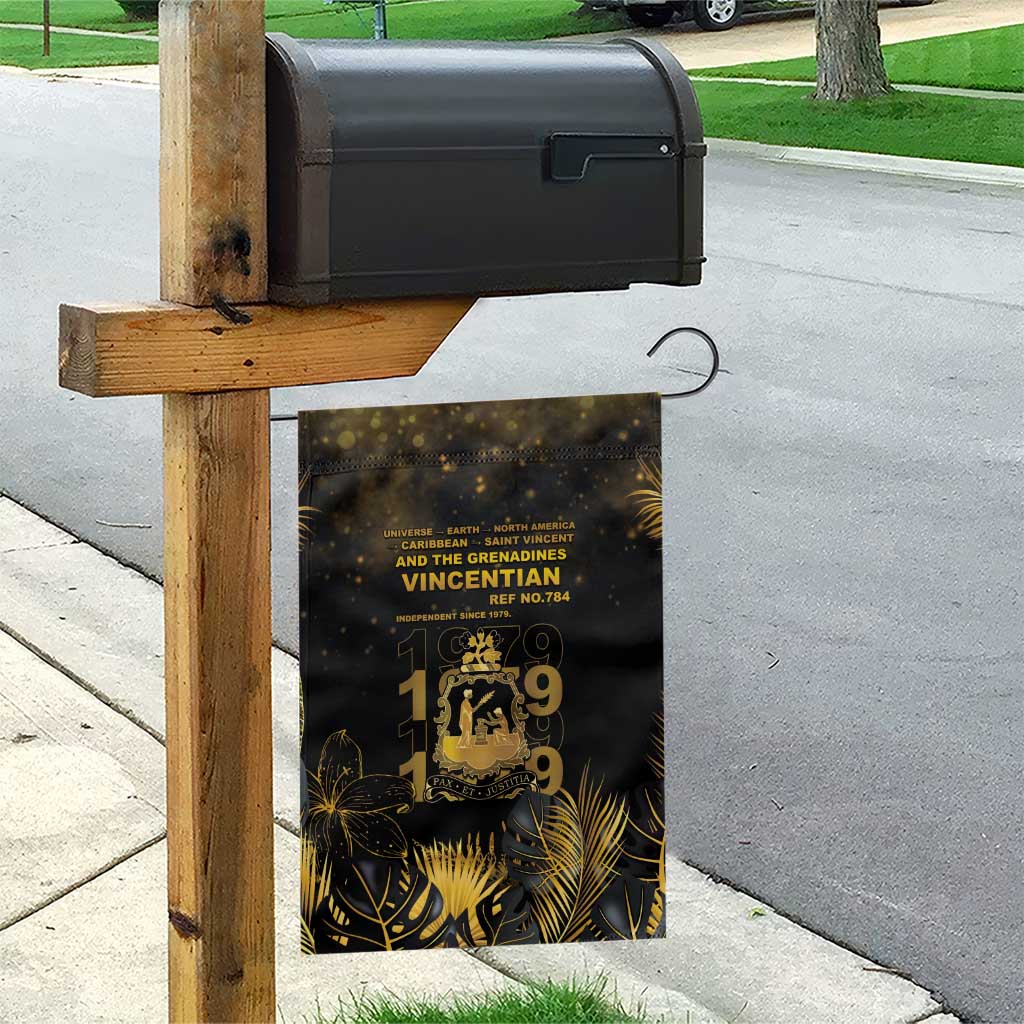 Saint Vincent And The Grenadines 1979 Garden Flag Gold Tropical Leaves And Coat Of Arms - Wonder Print Shop