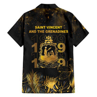 Saint Vincent And The Grenadines 1979 Hawaiian Shirt Gold Tropical Leaves And Coat Of Arms - Wonder Print Shop