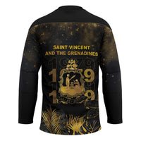 Saint Vincent And The Grenadines 1979 Hockey Jersey Gold Tropical Leaves And Coat Of Arms - Wonder Print Shop