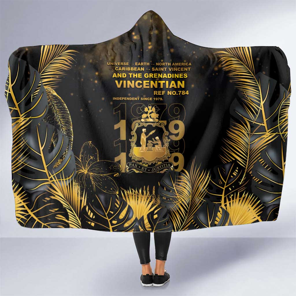 Saint Vincent And The Grenadines 1979 Hooded Blanket Gold Tropical Leaves And Coat Of Arms - Wonder Print Shop