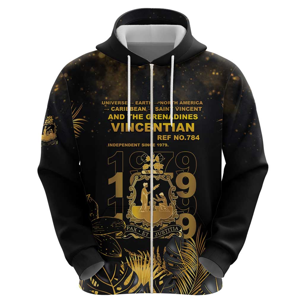 Saint Vincent And The Grenadines 1979 Hoodie Gold Tropical Leaves And Coat Of Arms - Wonder Print Shop