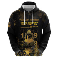 Saint Vincent And The Grenadines 1979 Hoodie Gold Tropical Leaves And Coat Of Arms - Wonder Print Shop