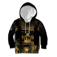 Saint Vincent And The Grenadines 1979 Kid Hoodie Gold Tropical Leaves And Coat Of Arms - Wonder Print Shop