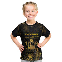 Saint Vincent And The Grenadines 1979 Kid T Shirt Gold Tropical Leaves And Coat Of Arms - Wonder Print Shop