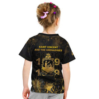 Saint Vincent And The Grenadines 1979 Kid T Shirt Gold Tropical Leaves And Coat Of Arms - Wonder Print Shop