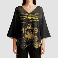 Saint Vincent And The Grenadines 1979 Kimono Sleeve Blouse Gold Tropical Leaves And Coat Of Arms - Wonder Print Shop