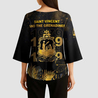 Saint Vincent And The Grenadines 1979 Kimono Sleeve Blouse Gold Tropical Leaves And Coat Of Arms - Wonder Print Shop