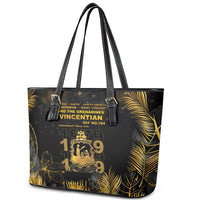 Saint Vincent And The Grenadines 1979 Leather Tote Bag Gold Tropical Leaves And Coat Of Arms - Wonder Print Shop