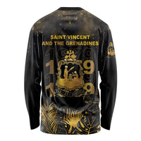 Saint Vincent And The Grenadines 1979 Long Sleeve Shirt Gold Tropical Leaves And Coat Of Arms - Wonder Print Shop