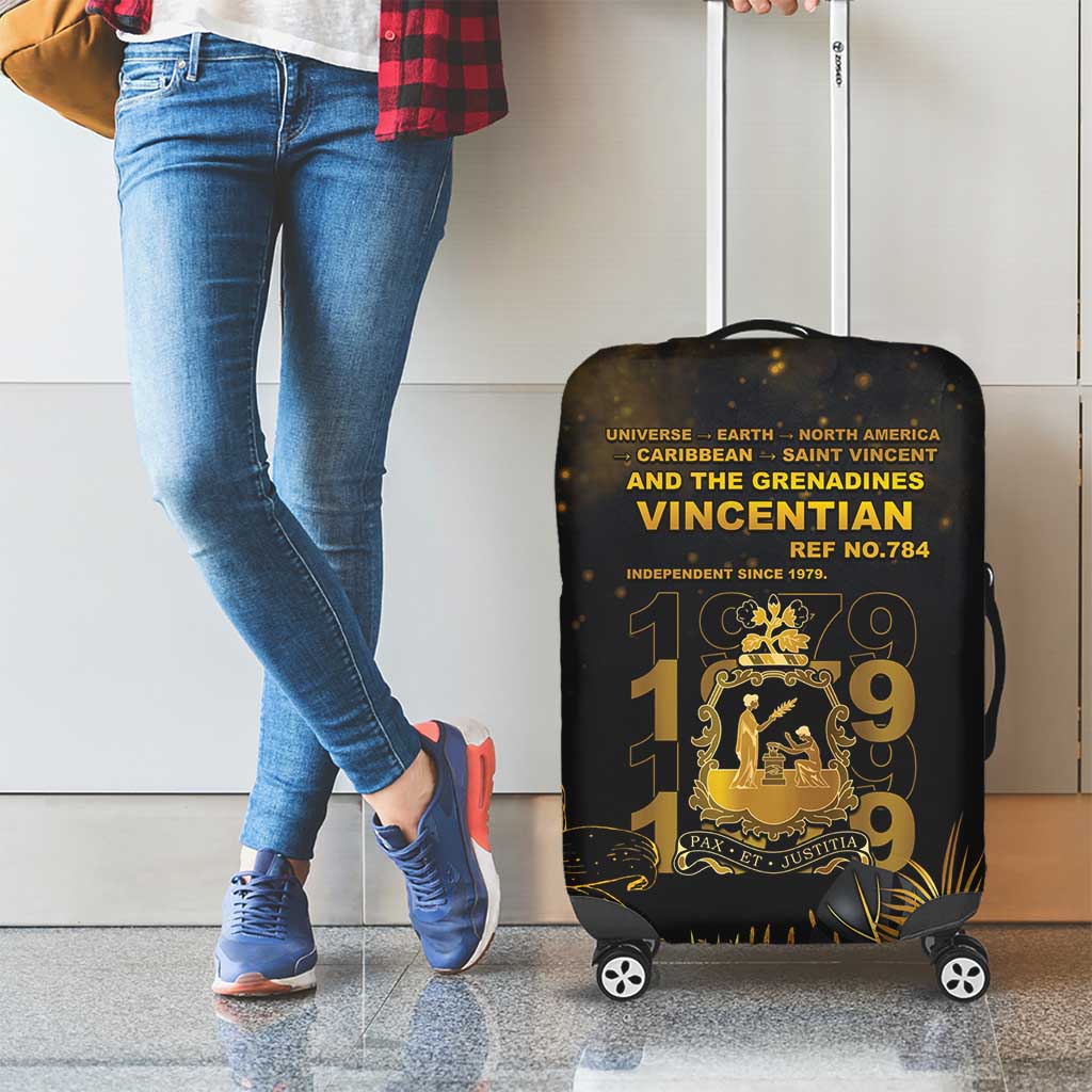 Saint Vincent And The Grenadines 1979 Luggage Cover Gold Tropical Leaves And Coat Of Arms - Wonder Print Shop