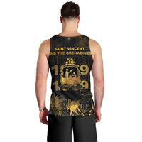 Saint Vincent And The Grenadines 1979 Men Tank Top Gold Tropical Leaves And Coat Of Arms - Wonder Print Shop