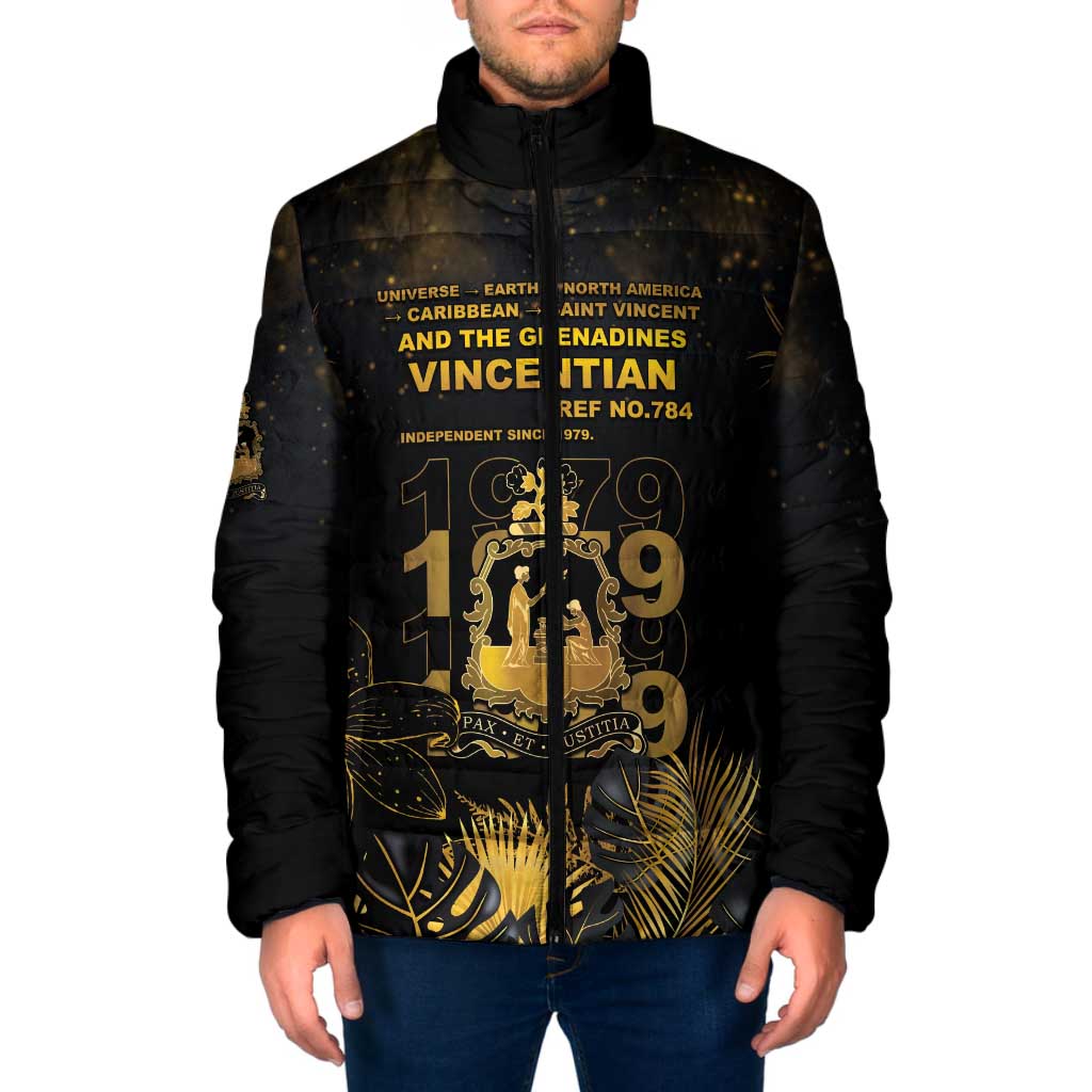 Saint Vincent And The Grenadines 1979 Padded Jacket Gold Tropical Leaves And Coat Of Arms - Wonder Print Shop