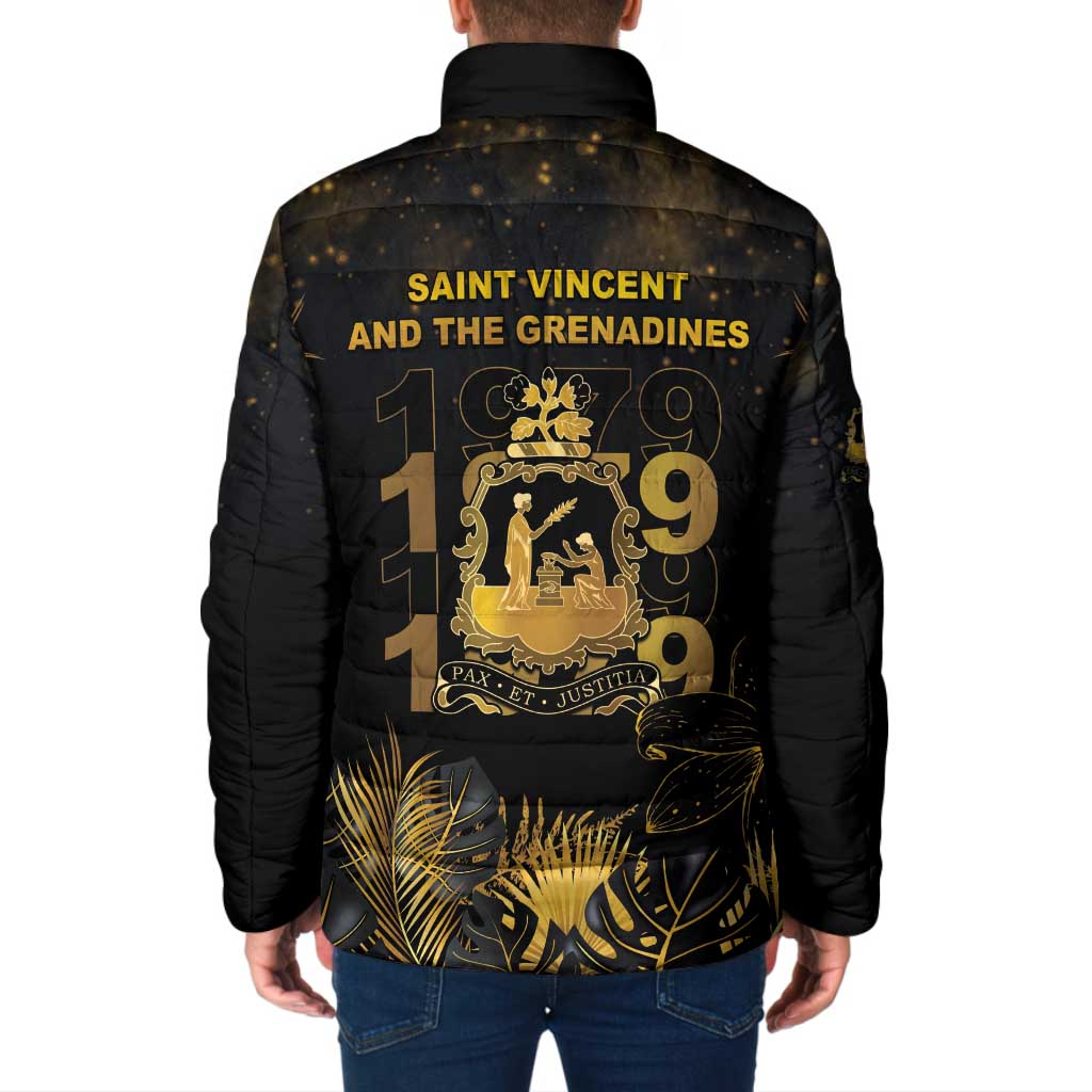 Saint Vincent And The Grenadines 1979 Padded Jacket Gold Tropical Leaves And Coat Of Arms - Wonder Print Shop
