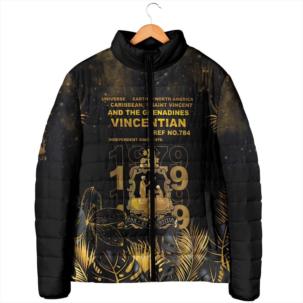 Saint Vincent And The Grenadines 1979 Padded Jacket Gold Tropical Leaves And Coat Of Arms - Wonder Print Shop