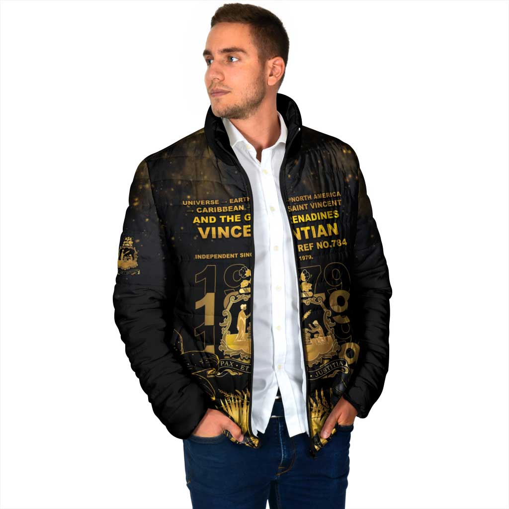 Saint Vincent And The Grenadines 1979 Padded Jacket Gold Tropical Leaves And Coat Of Arms - Wonder Print Shop