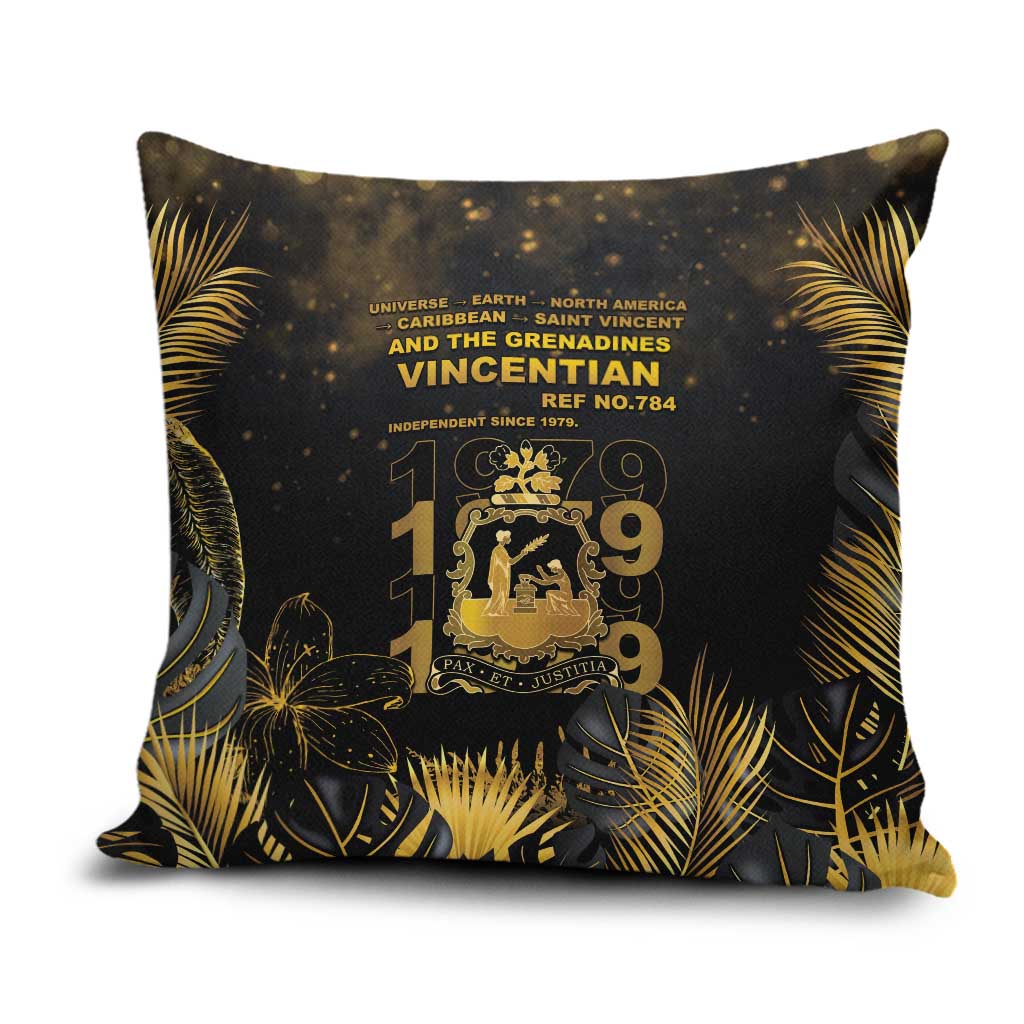 Saint Vincent And The Grenadines 1979 Pillow Cover Gold Tropical Leaves And Coat Of Arms - Wonder Print Shop