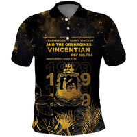 Saint Vincent And The Grenadines 1979 Polo Shirt Gold Tropical Leaves And Coat Of Arms - Wonder Print Shop
