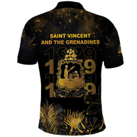 Saint Vincent And The Grenadines 1979 Polo Shirt Gold Tropical Leaves And Coat Of Arms - Wonder Print Shop