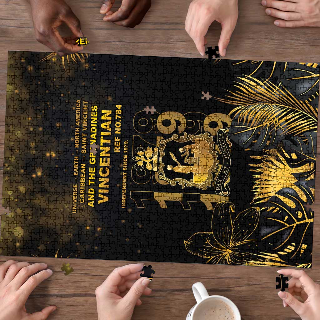 Saint Vincent And The Grenadines 1979 Puzzle Gold Tropical Leaves And Coat Of Arms - Wonder Print Shop