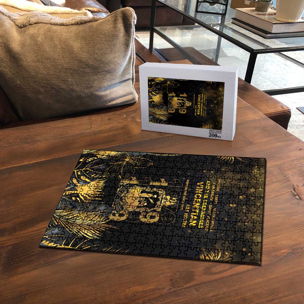 Saint Vincent And The Grenadines 1979 Puzzle Gold Tropical Leaves And Coat Of Arms - Wonder Print Shop