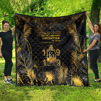 Saint Vincent And The Grenadines 1979 Quilt Gold Tropical Leaves And Coat Of Arms - Wonder Print Shop