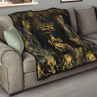 Saint Vincent And The Grenadines 1979 Quilt Gold Tropical Leaves And Coat Of Arms - Wonder Print Shop