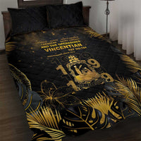 Saint Vincent And The Grenadines 1979 Quilt Bed Set Gold Tropical Leaves And Coat Of Arms - Wonder Print Shop