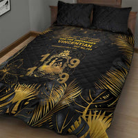 Saint Vincent And The Grenadines 1979 Quilt Bed Set Gold Tropical Leaves And Coat Of Arms - Wonder Print Shop