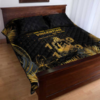 Saint Vincent And The Grenadines 1979 Quilt Bed Set Gold Tropical Leaves And Coat Of Arms - Wonder Print Shop