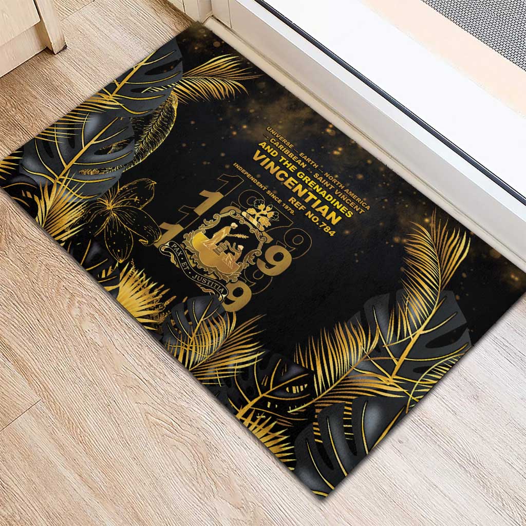 Saint Vincent And The Grenadines 1979 Rubber Doormat Gold Tropical Leaves And Coat Of Arms - Wonder Print Shop