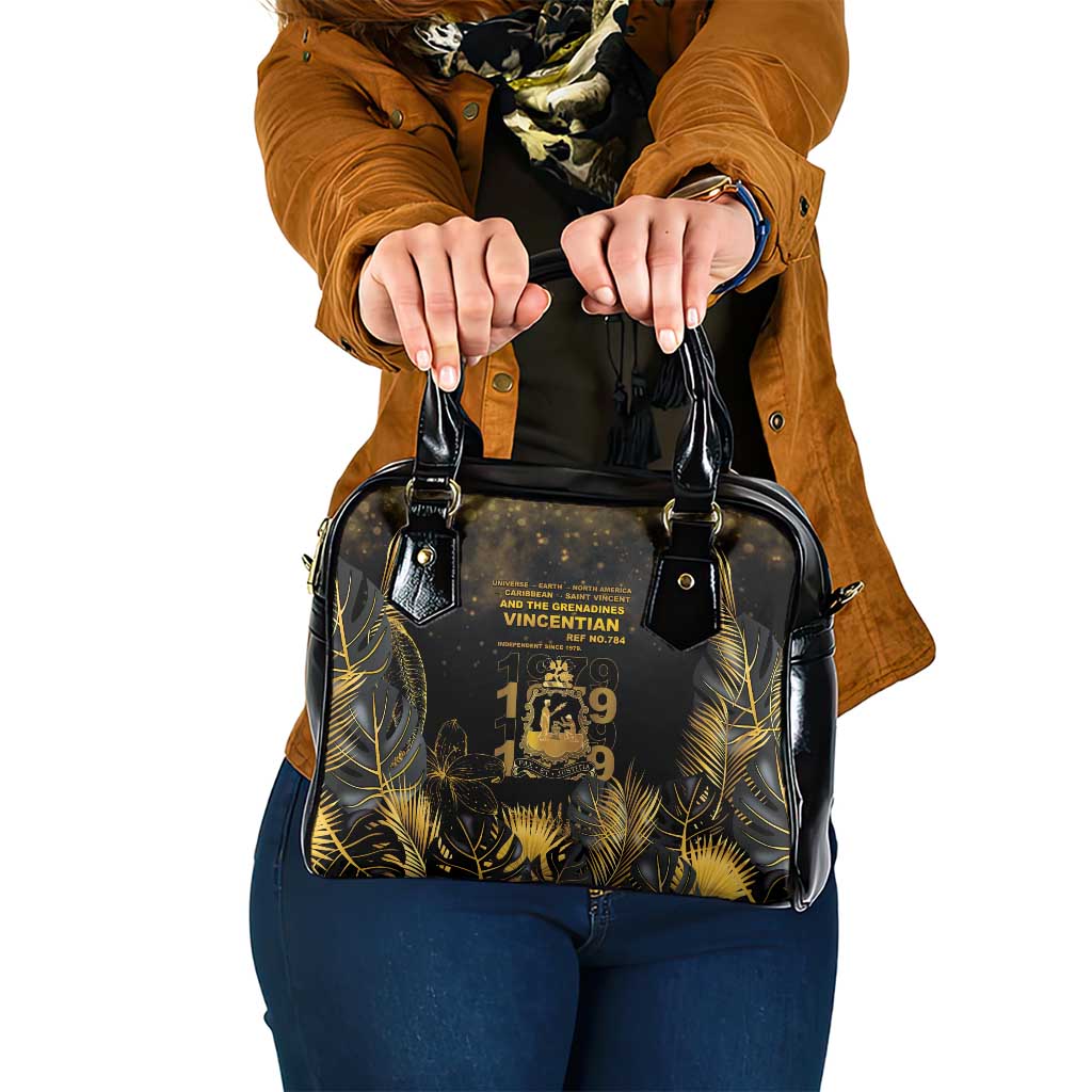 Saint Vincent And The Grenadines 1979 Shoulder Handbag Gold Tropical Leaves And Coat Of Arms - Wonder Print Shop