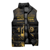 Saint Vincent And The Grenadines 1979 Sleeveless Puffer Jacket Gold Tropical Leaves And Coat Of Arms - Wonder Print Shop