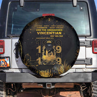 Saint Vincent And The Grenadines 1979 Spare Tire Cover Gold Tropical Leaves And Coat Of Arms - Wonder Print Shop