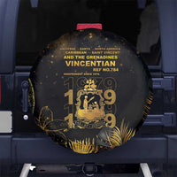 Saint Vincent And The Grenadines 1979 Spare Tire Cover Gold Tropical Leaves And Coat Of Arms - Wonder Print Shop