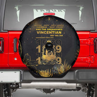 Saint Vincent And The Grenadines 1979 Spare Tire Cover Gold Tropical Leaves And Coat Of Arms - Wonder Print Shop