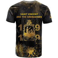 Saint Vincent And The Grenadines 1979 T Shirt Gold Tropical Leaves And Coat Of Arms - Wonder Print Shop