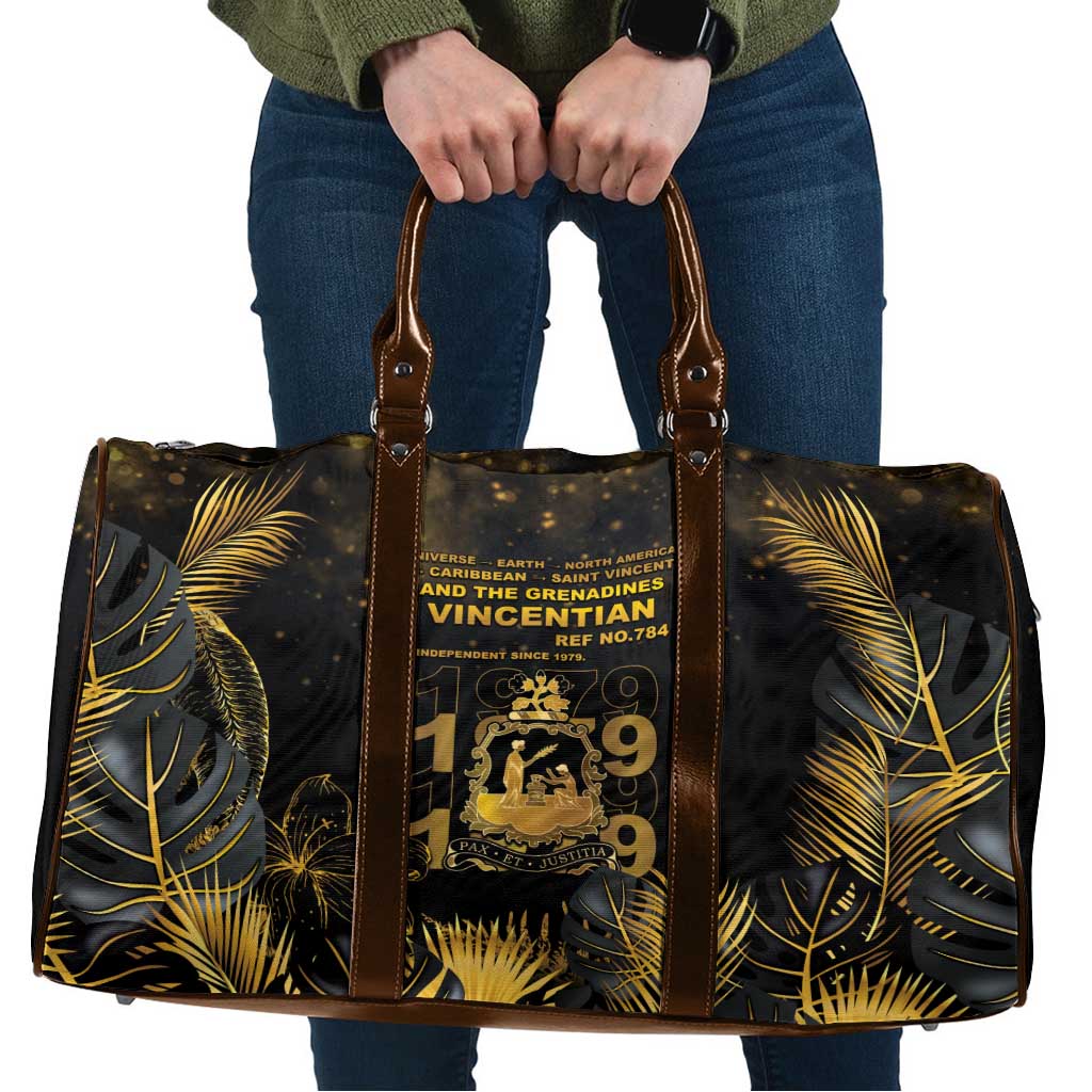 Saint Vincent And The Grenadines 1979 Travel Bag Gold Tropical Leaves And Coat Of Arms - Wonder Print Shop