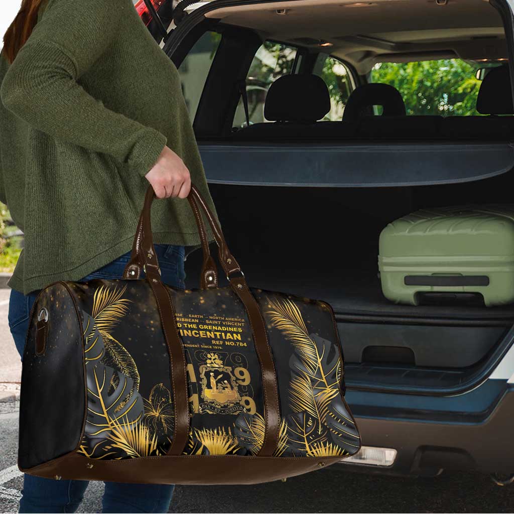 Saint Vincent And The Grenadines 1979 Travel Bag Gold Tropical Leaves And Coat Of Arms - Wonder Print Shop