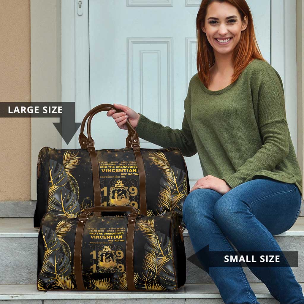 Saint Vincent And The Grenadines 1979 Travel Bag Gold Tropical Leaves And Coat Of Arms - Wonder Print Shop