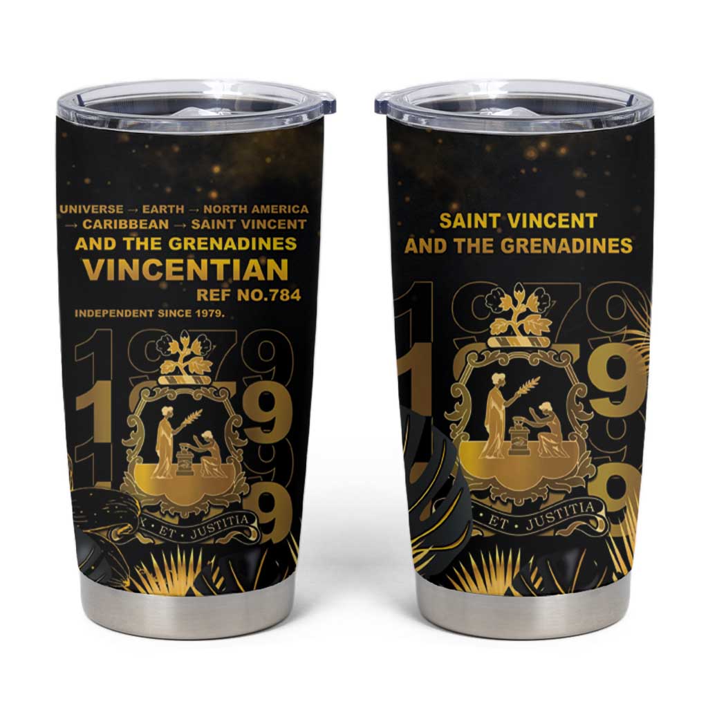 Saint Vincent And The Grenadines 1979 Tumbler Cup Gold Tropical Leaves And Coat Of Arms - Wonder Print Shop