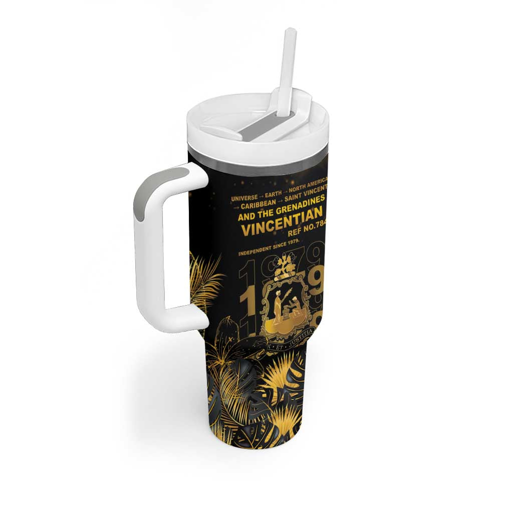 Saint Vincent And The Grenadines 1979 Tumbler With Handle Gold Tropical Leaves And Coat Of Arms - Wonder Print Shop